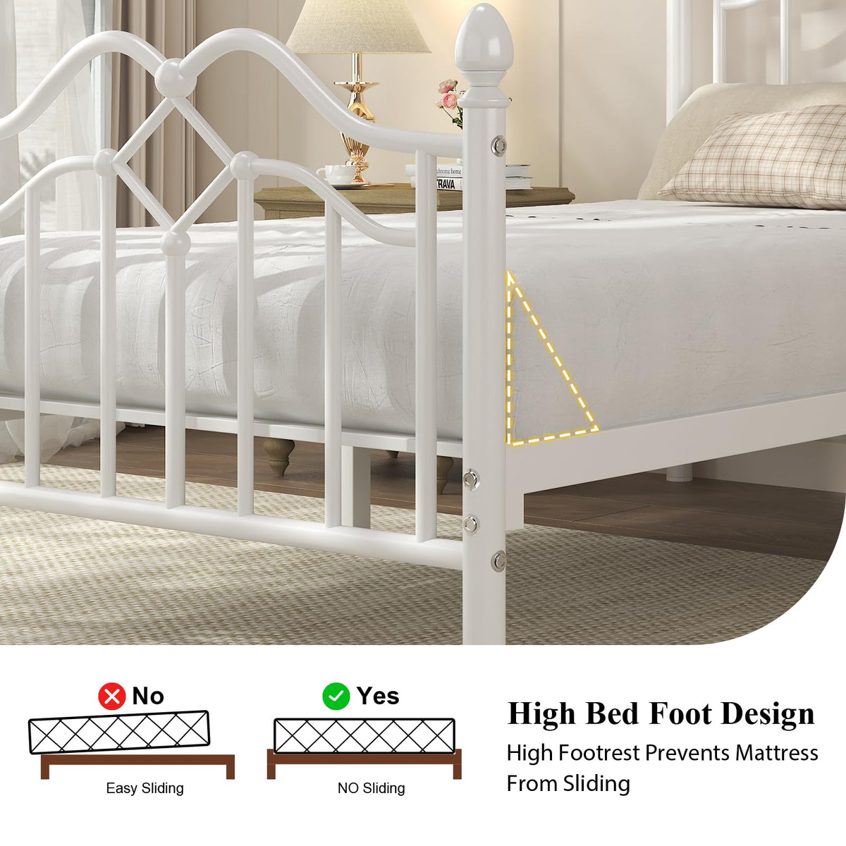 Twin Size Bed Frame with Victorian Headboard & Footboard T46290