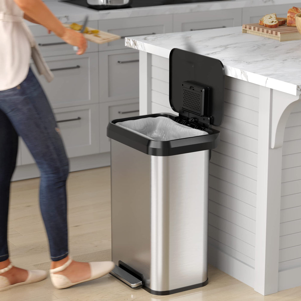 13.2 Gallon Stainless Steel Step Trash Can S442950