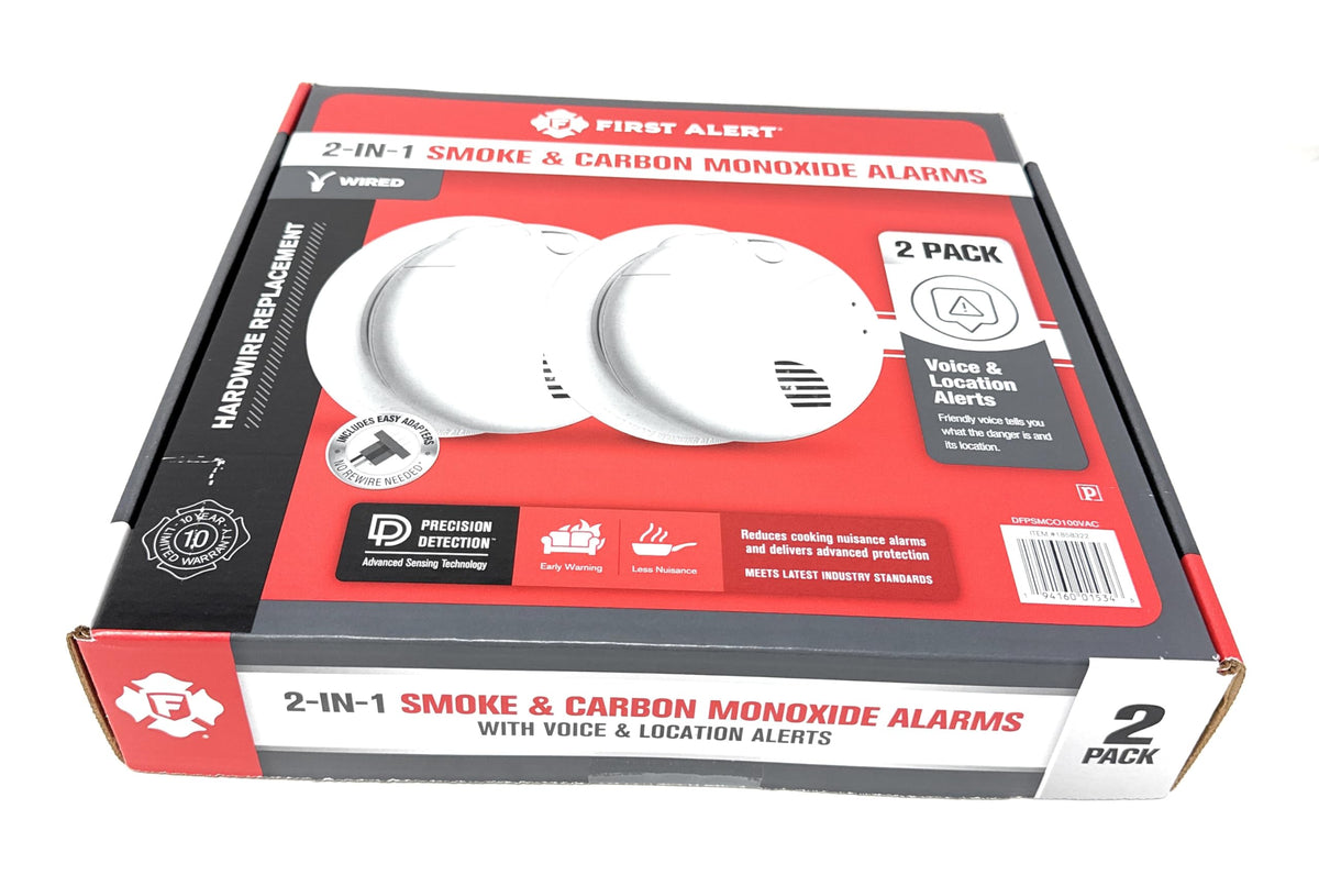 Combination Smoke & Carbon Monoxide Alarm, Hardwire Detector with Battery Backup, 2-Pack G491
