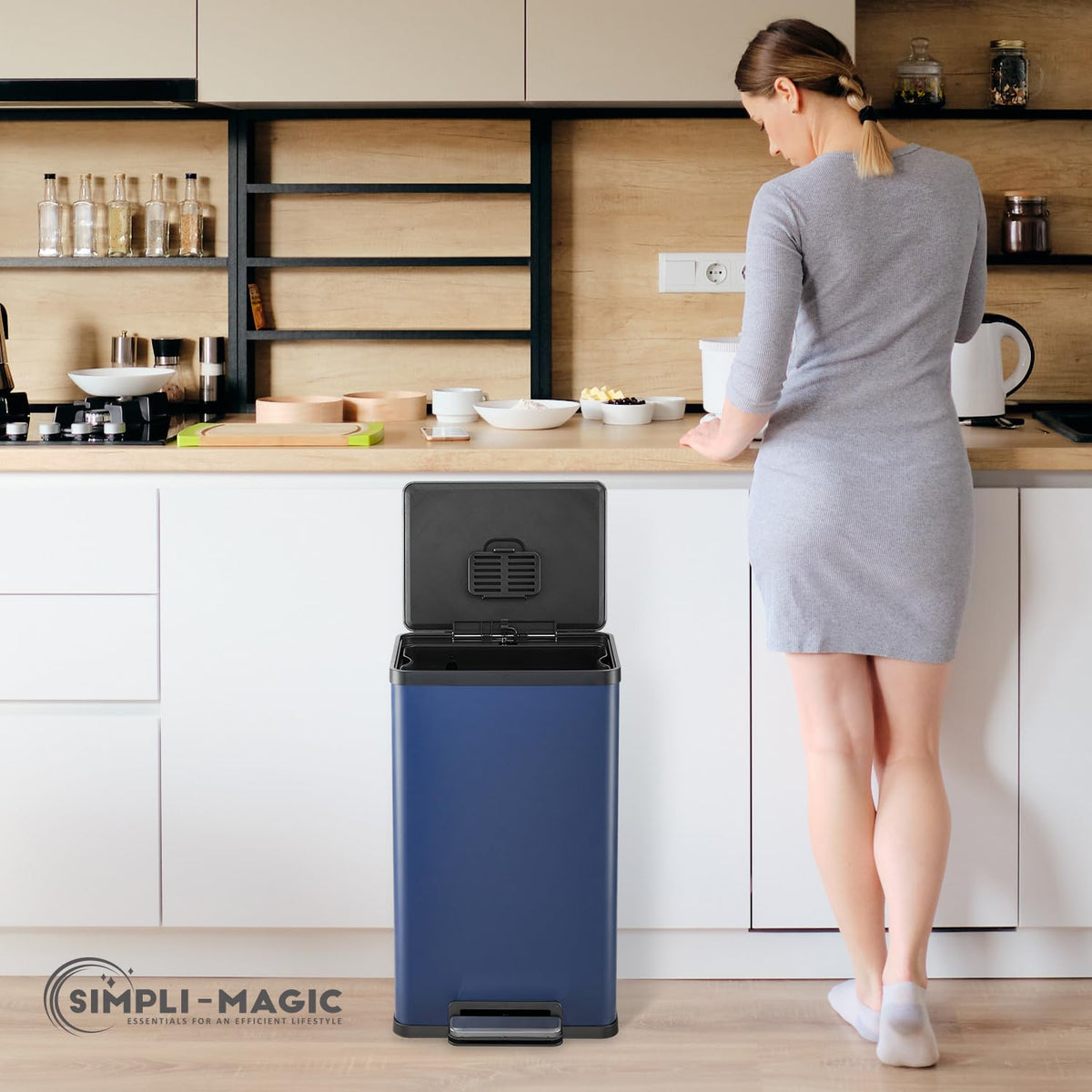 50L Stainless Steel Kitchen Trash Can with Soft-Close Lid H53604