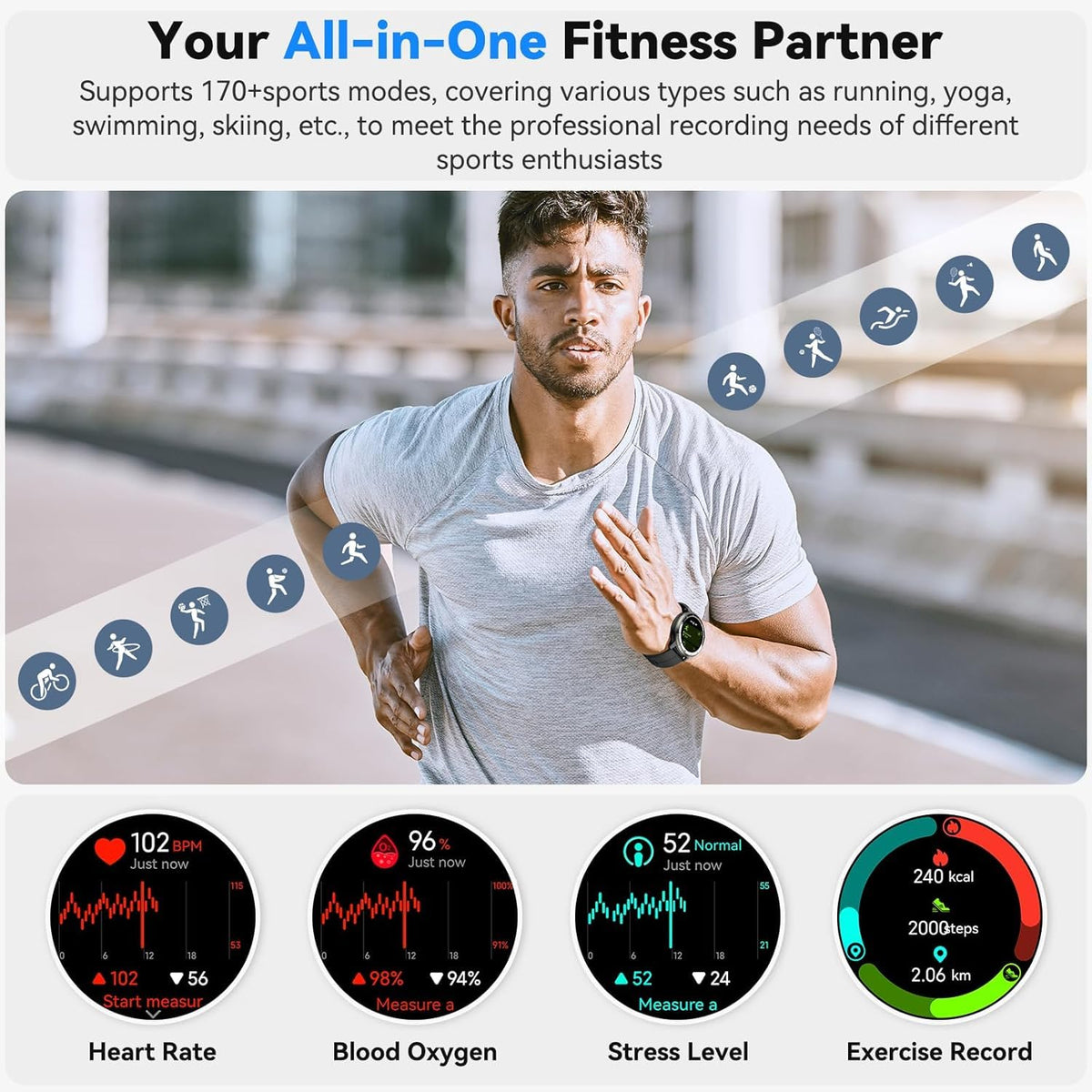 Black GPS Smartwatch with Heart Rate Monitor L6781