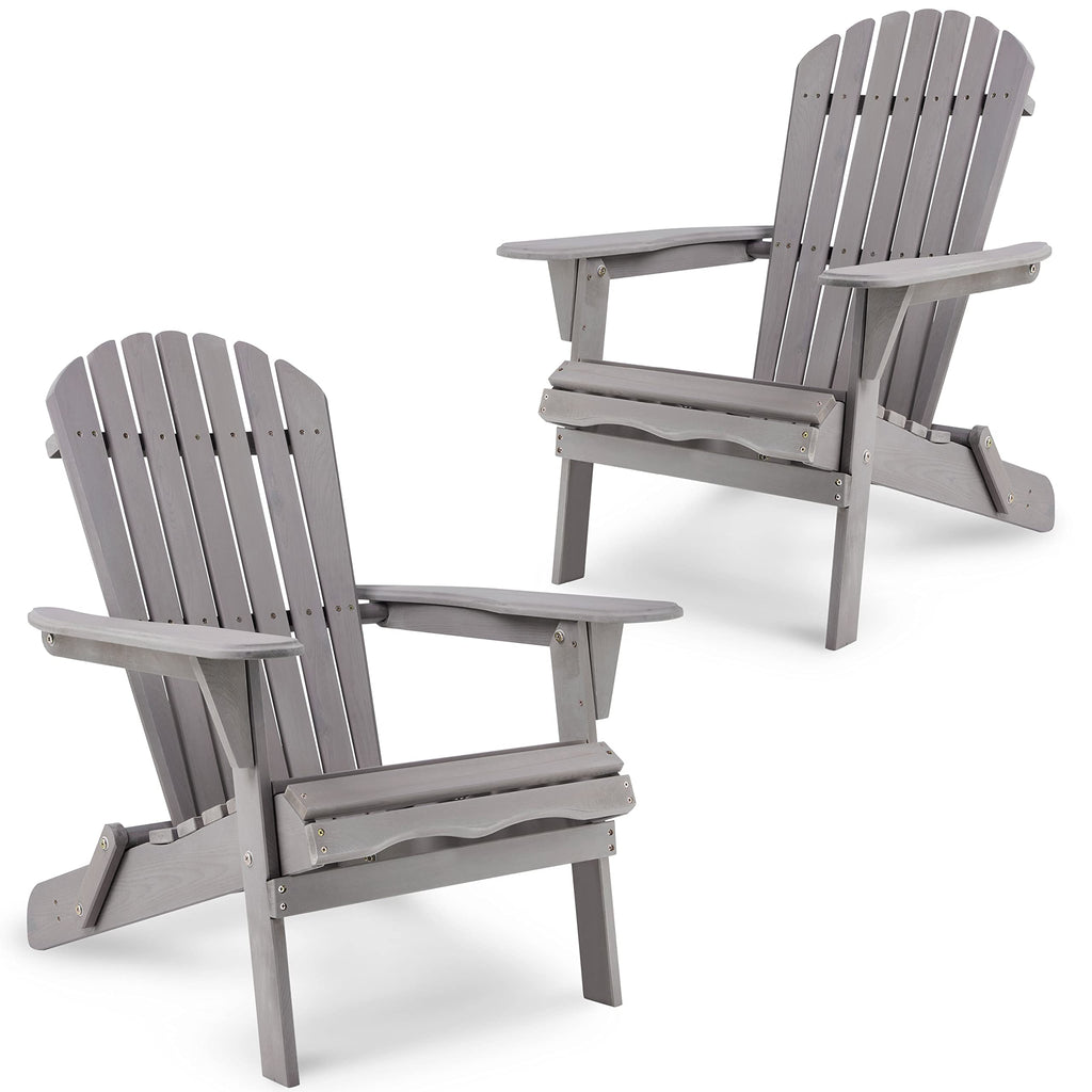 Wooden Folding Adirondack Chairs Set of 2 Solid Cedar B97994