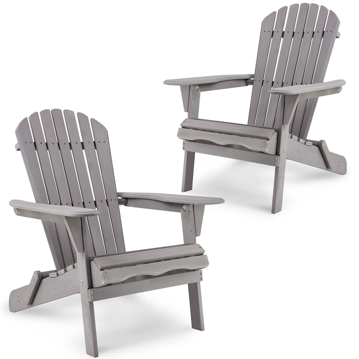 Wooden Folding Adirondack Chairs Set of 2 Solid Cedar B97994