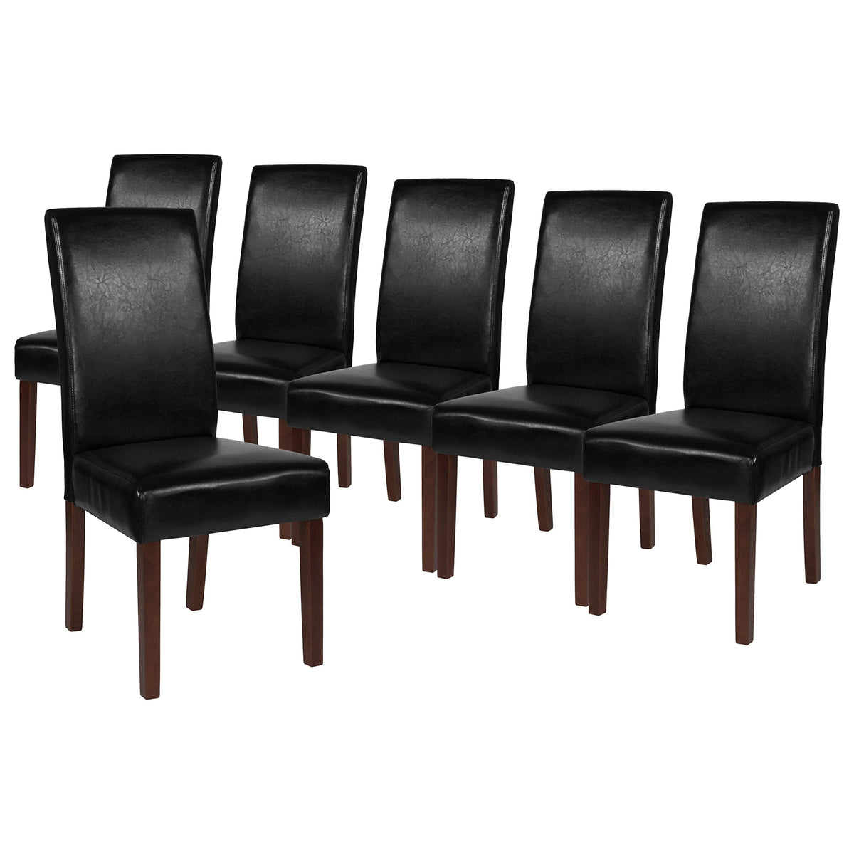 Black Faux Leather Parsons Chair 6-Pack C459318