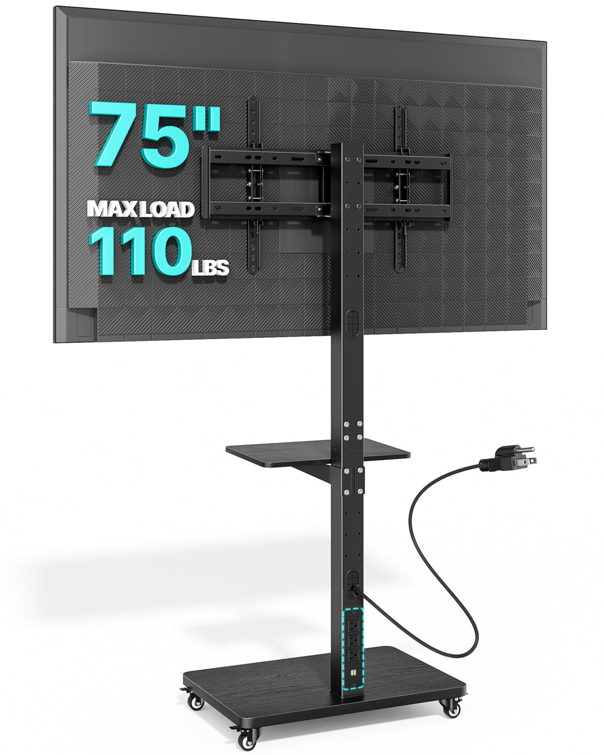 Rolling TV Stand with Power Outlet for 32-75 Inch TVs U2577