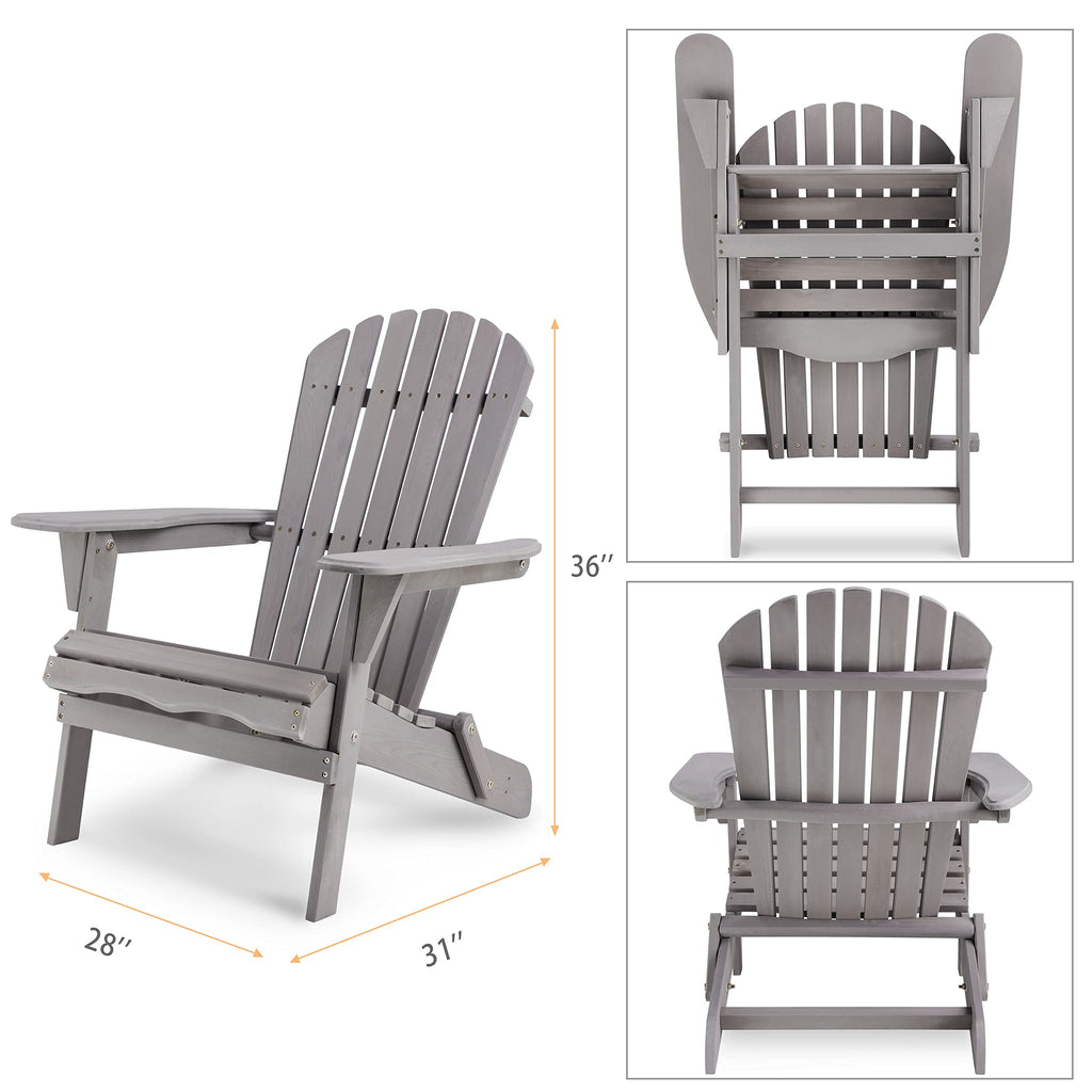 Wooden Folding Adirondack Chairs Set of 2 Solid Cedar B97994