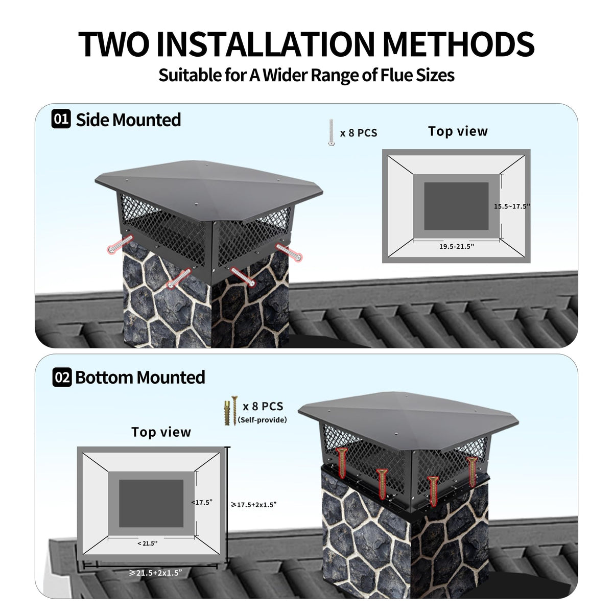 Black Galvanized Steel Chimney Cap U982822