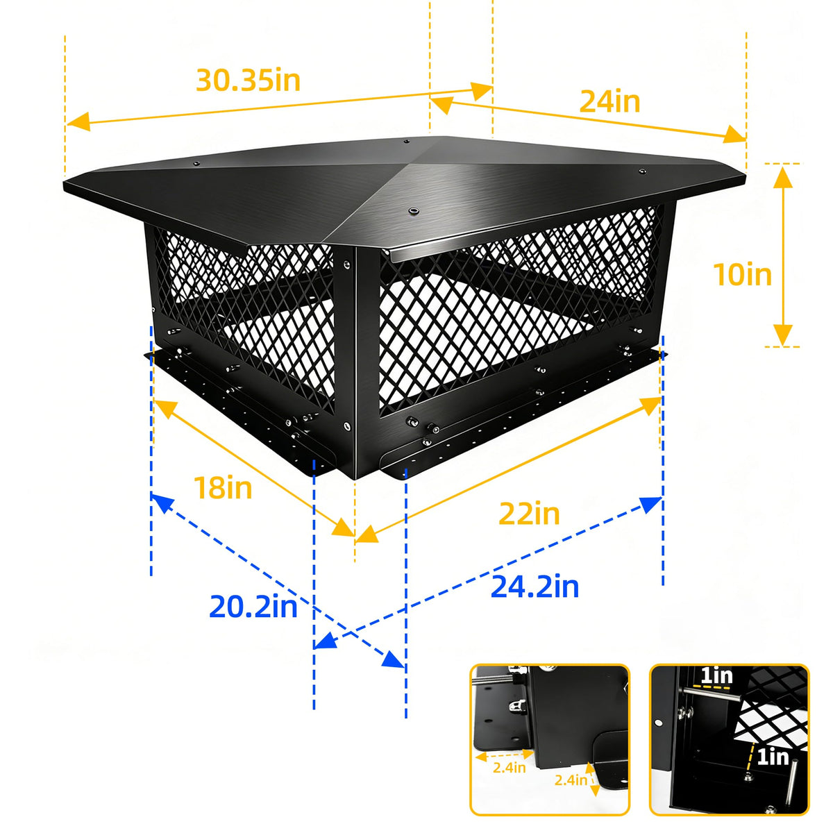 Black Galvanized Steel Chimney Cap U982822