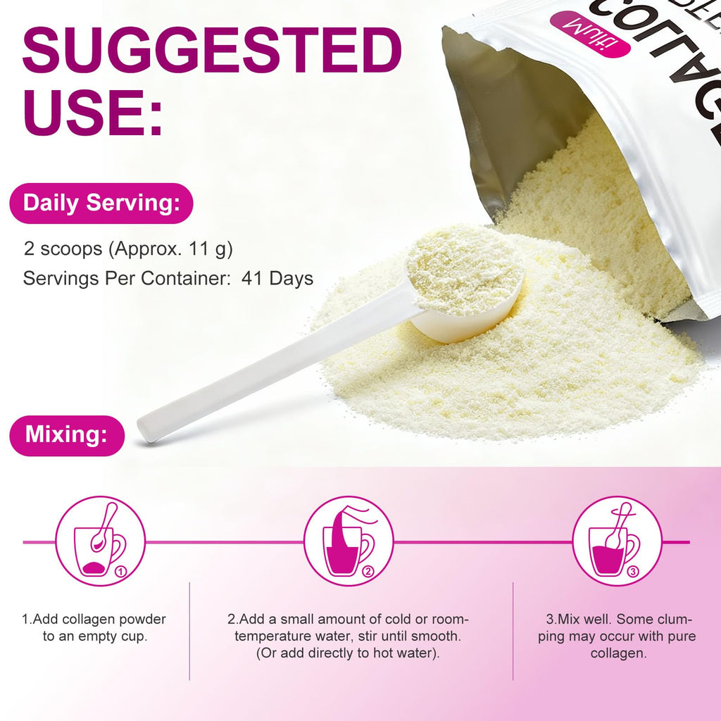 Unflavored Hydrolyzed Collagen Peptides Powder 16 oz M5489