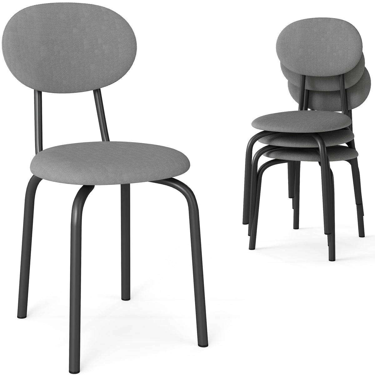 Stackable Dining Chairs Set of 4 Grey F877