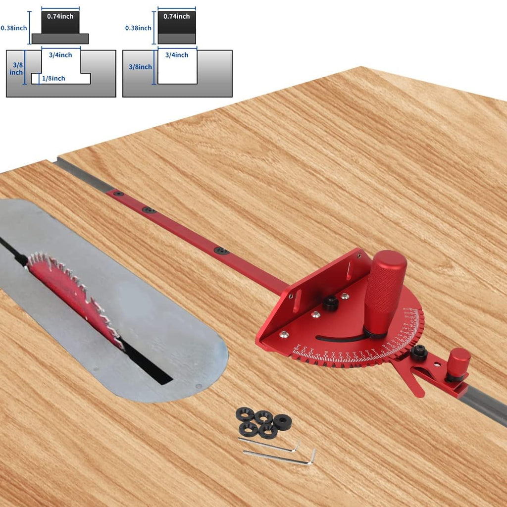 Aluminum Precision Miter Gauge with T-Track Fence and Flip Stop D92791