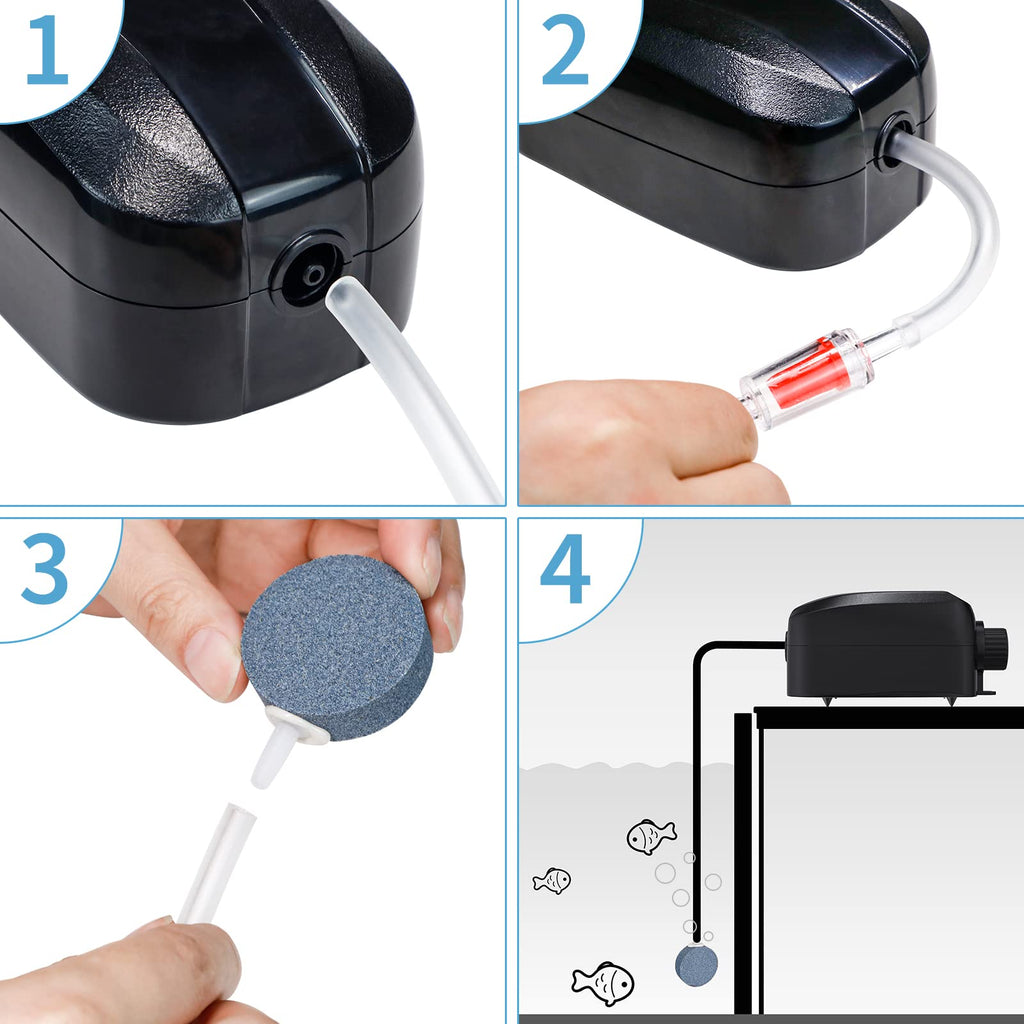 Aquarium Air Pump Dual Outlet Fish Tank Aerator U923727