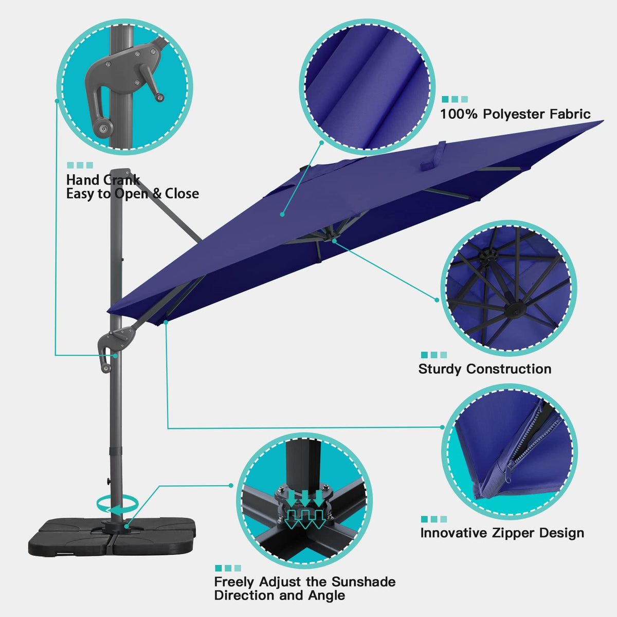 10x13Ft Rectangular Offset Patio Umbrella Q32902