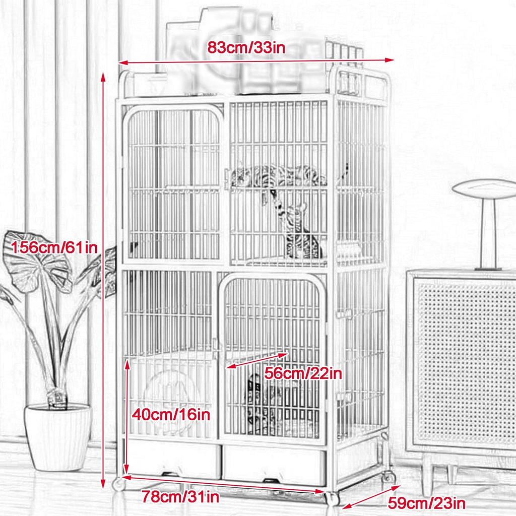 White 4 Tier Cat Cage with Litter Box C9975