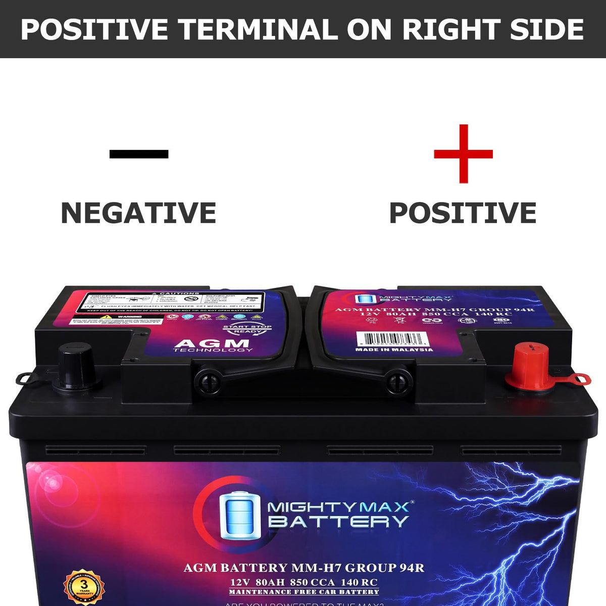 12V 80AH 850 CCA Replacement Battery H34098