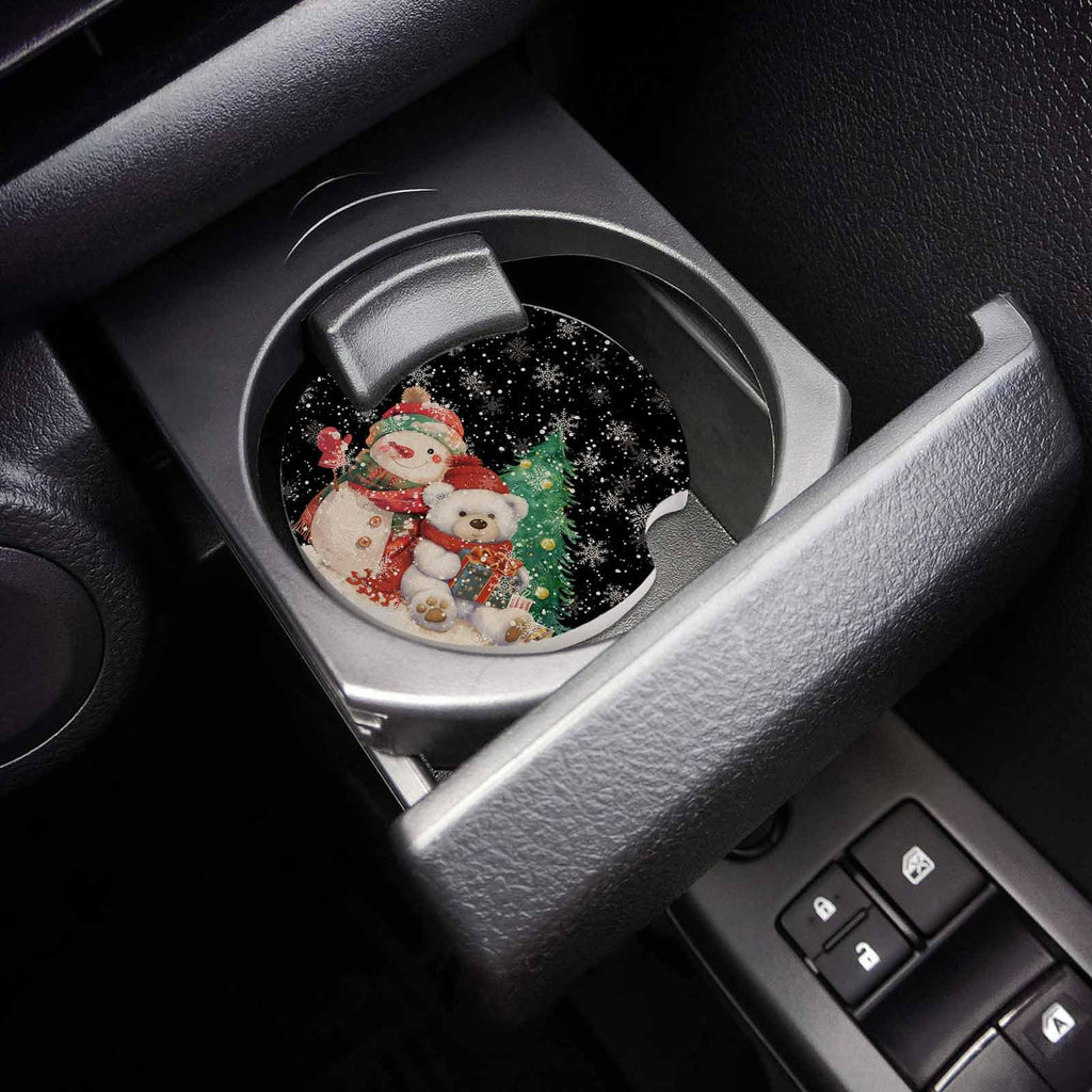 Black Ceramic Car Coasters 2 Piece Set M958