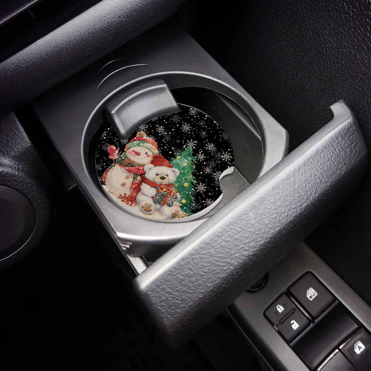 Black Ceramic Car Coasters 2 Piece Set M958