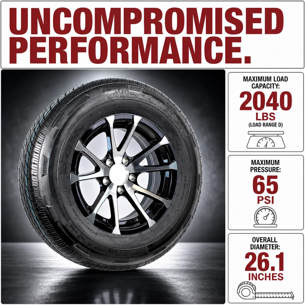2-Pack Trailer Tire Rim Assembly 4.80-12 12 5 Lug Silver D790