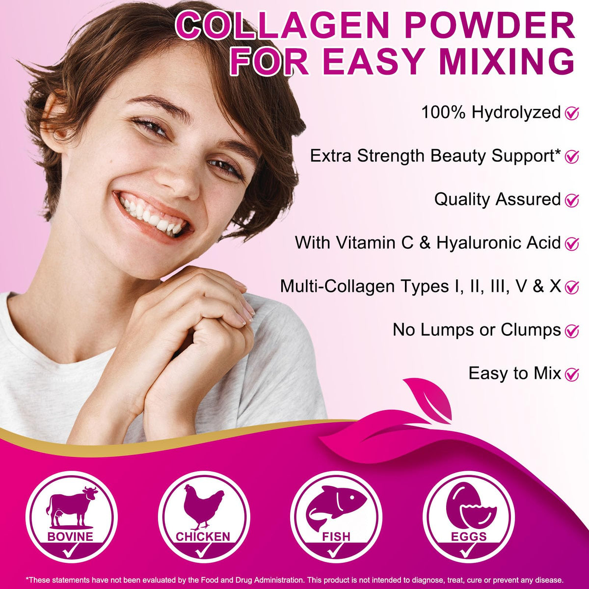 Unflavored Hydrolyzed Collagen Peptides Powder 16 oz M5489