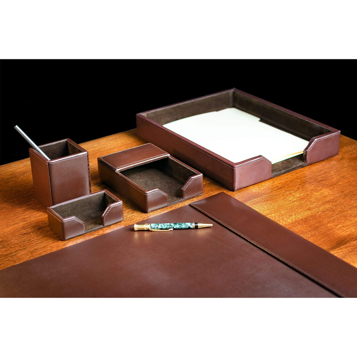 Bonded Leather Desk Set 5 Piece I22785