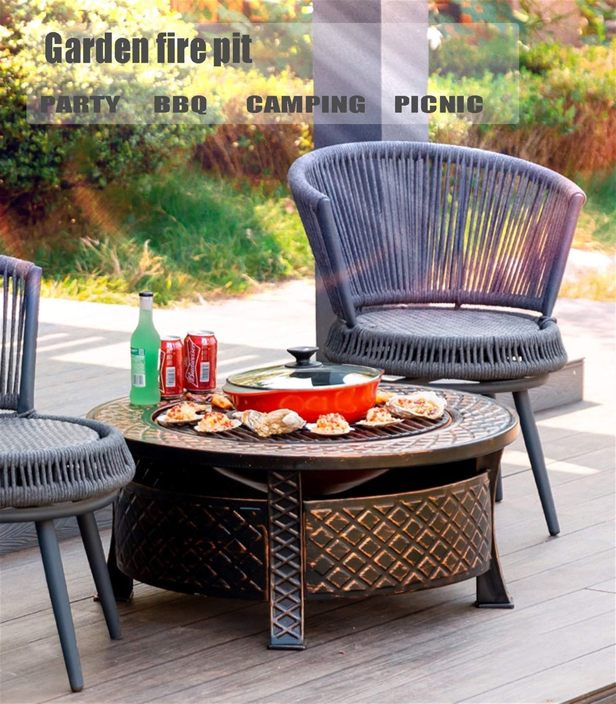 Wood-Burning Fire Pit Bowl with Spark Screen A48340
