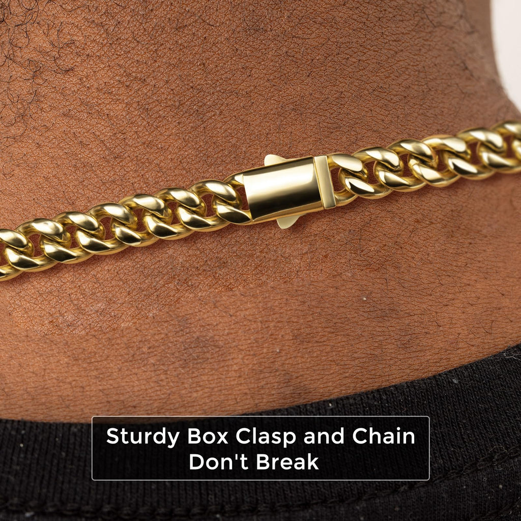 Gold Cuban Link Chain 316L Stainless Steel Necklace 20/22/24 Inches R866942