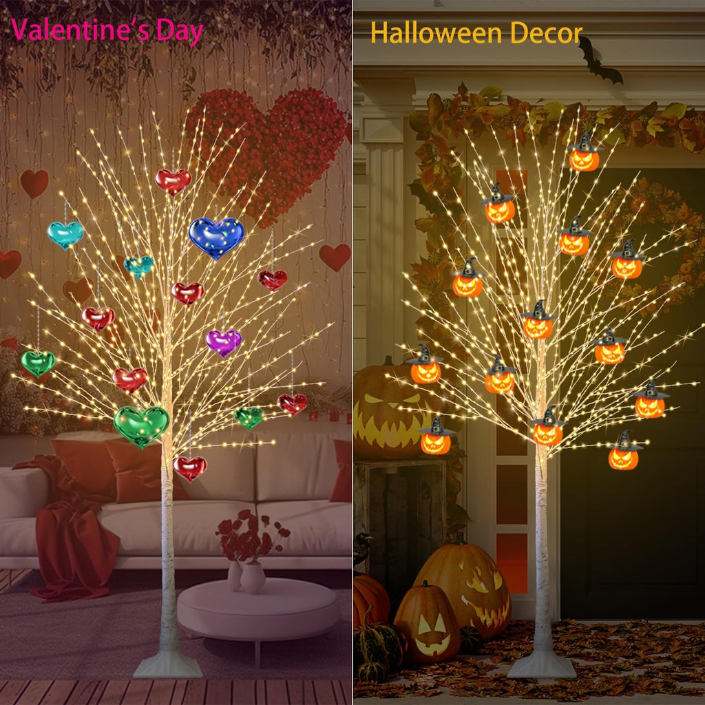 6FT Lighted Birch Tree with 880 LED Lights F9576