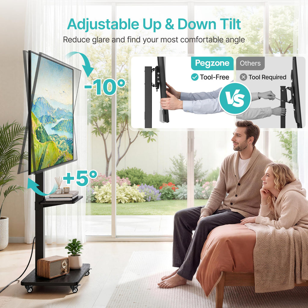 Rolling TV Stand with Power Outlet for 32-75 Inch TVs U2577