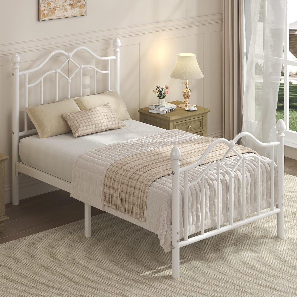 Twin Size Bed Frame with Victorian Headboard & Footboard T46290