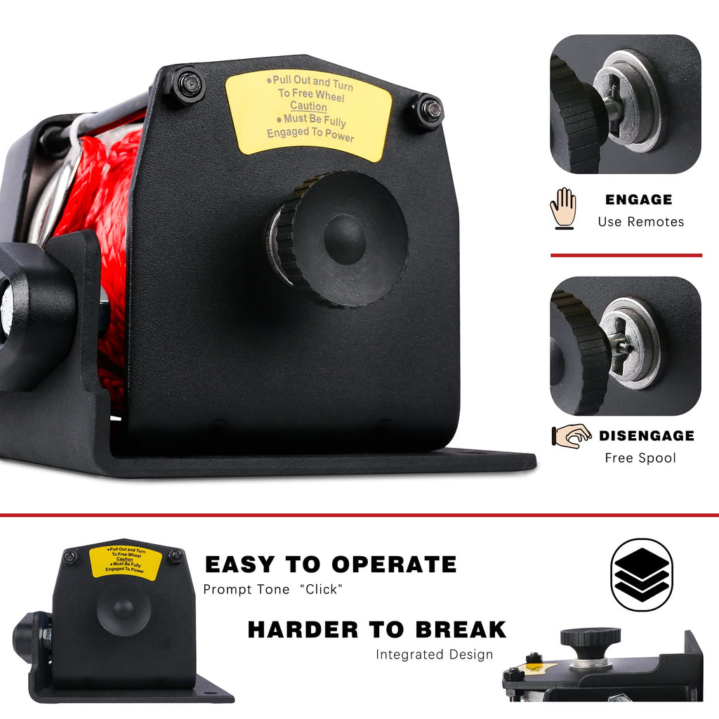 12V 3000LBS Synthetic Rope Electric Winch with Mounting Bracket V67292