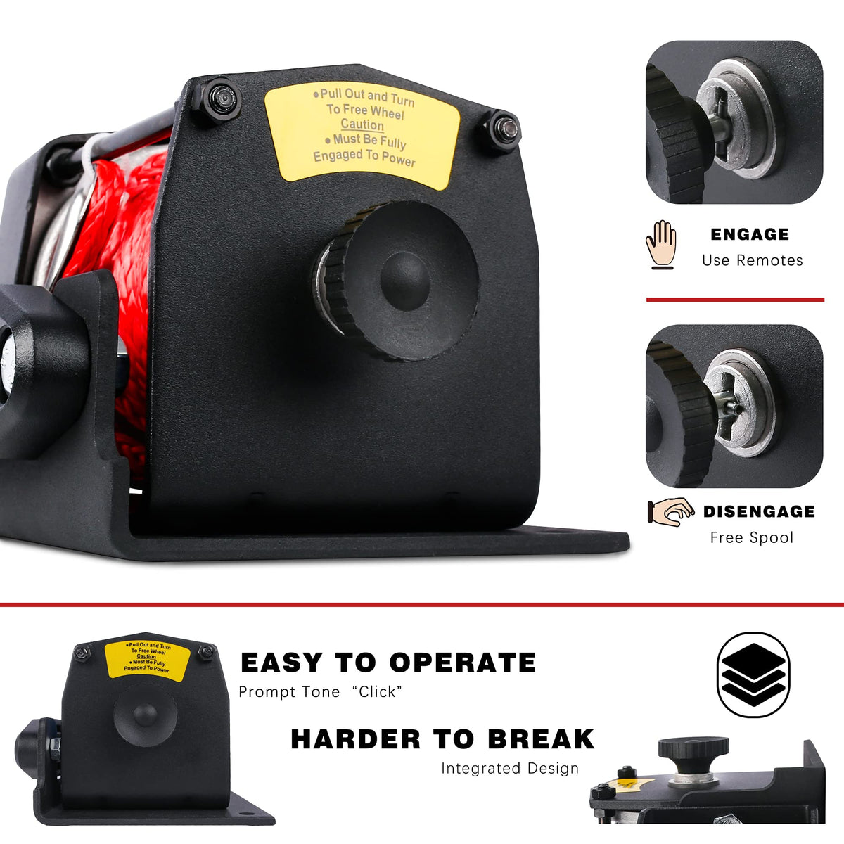 12V 3000LBS Synthetic Rope Electric Winch with Mounting Bracket V67292