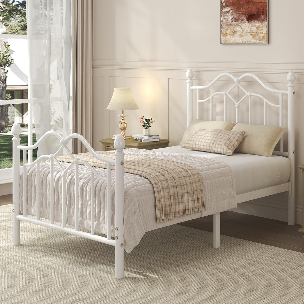Twin Size Bed Frame with Victorian Headboard & Footboard T46290