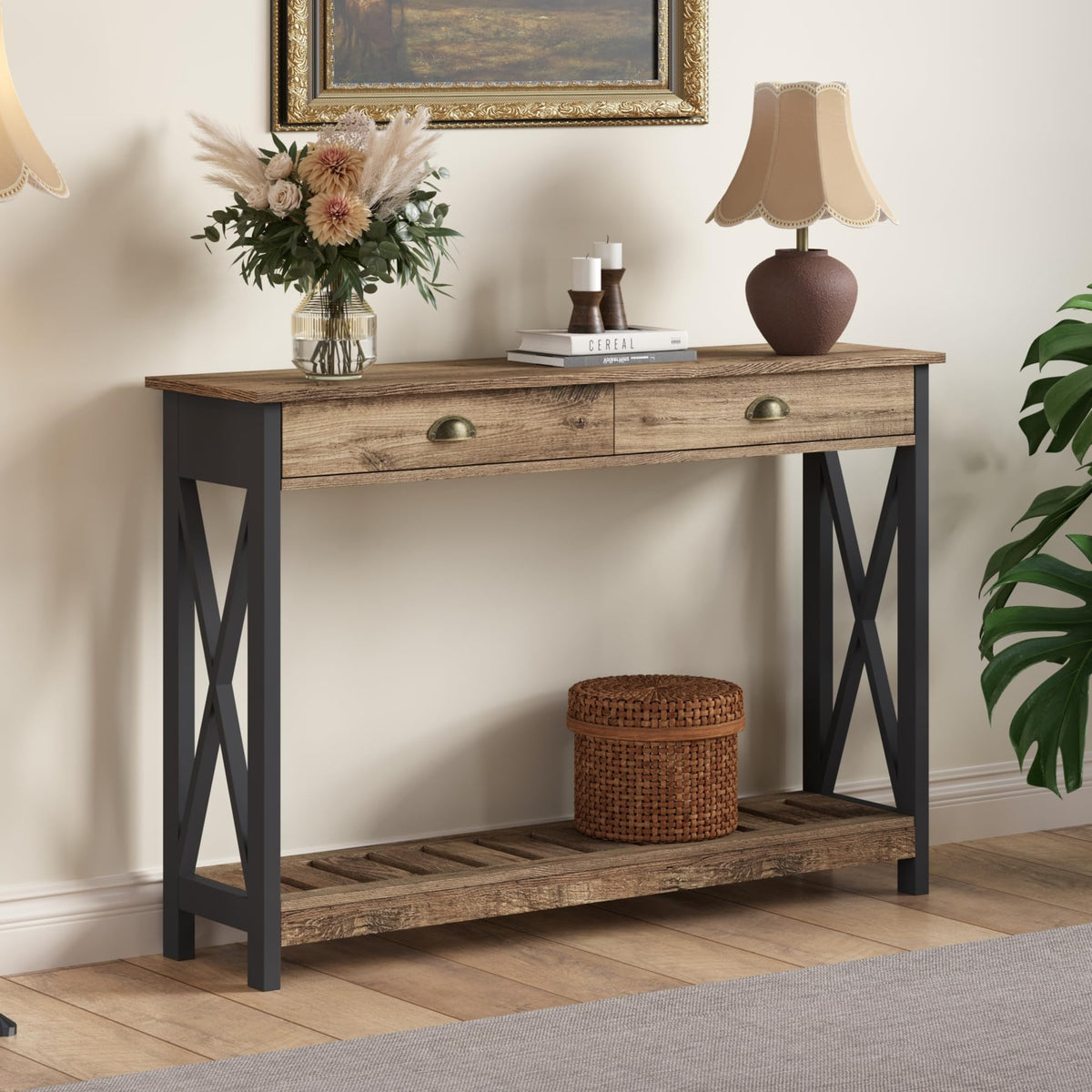 Farmhouse Console Table with Drawer Q29618