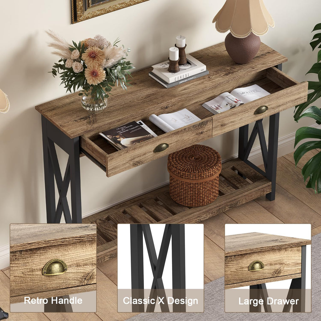 Farmhouse Console Table with Drawer Q29618