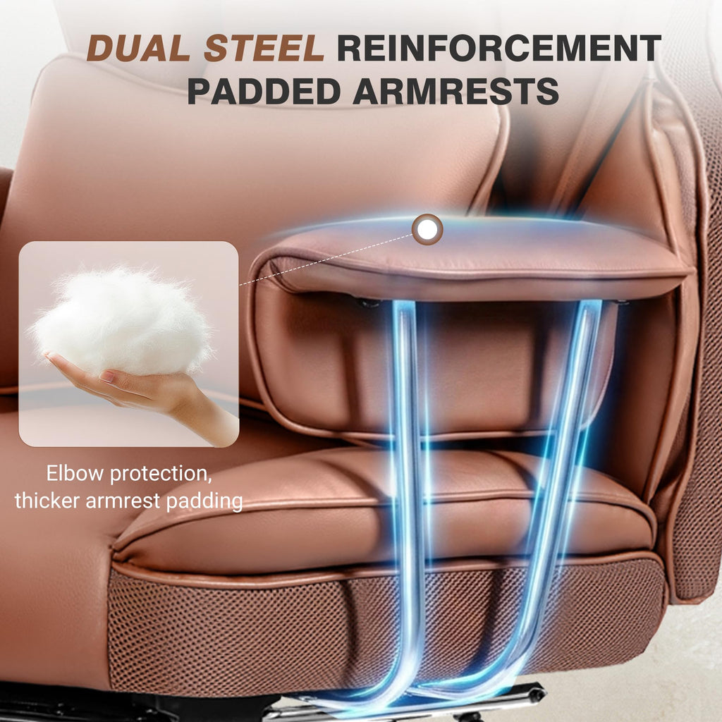 Big and Tall Leather Office Chair with Footrest I56948