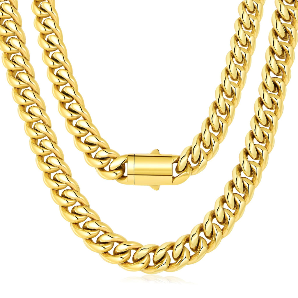 Gold Cuban Link Chain 316L Stainless Steel Necklace 20/22/24 Inches R866942