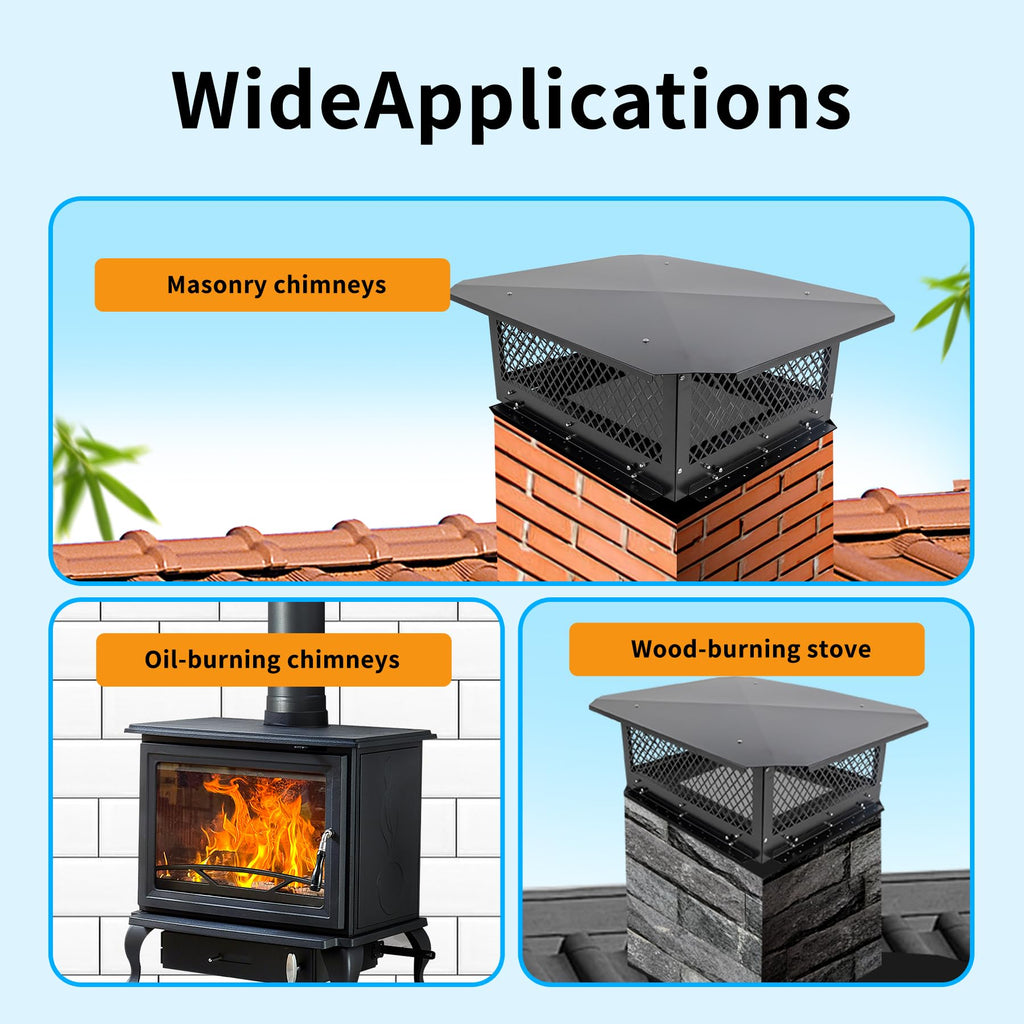 Black Galvanized Steel Chimney Cap U982822