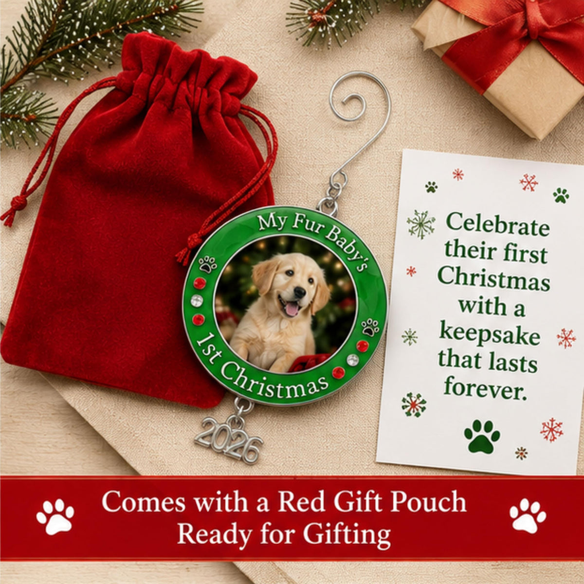 Dog Christmas Photo Ornament 3-Pack 3 Inch B9288