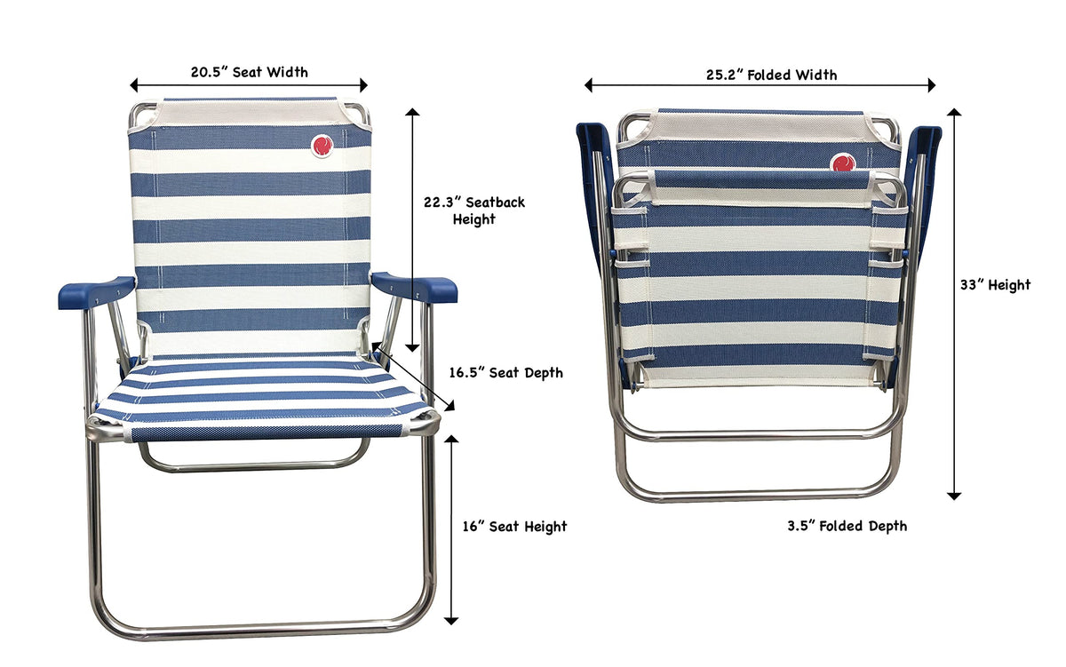 Folding Camp Lawn Chair 2 Pack Blue White K4154