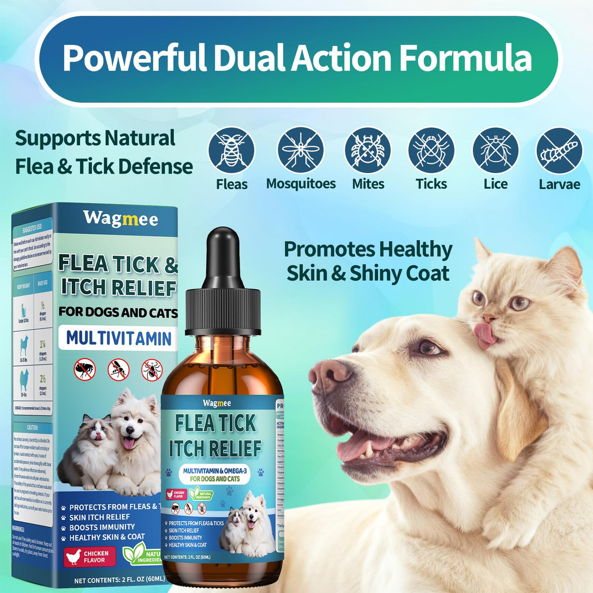 Natural Oral Flea and Tick Drops with Multivitamin for Pets Z151045