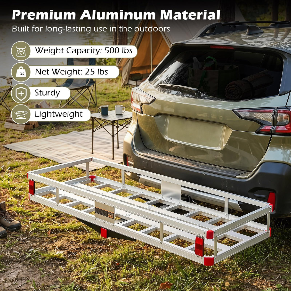Aluminum Hitch Mount Cargo Carrier with 500LBS Capacity V11044