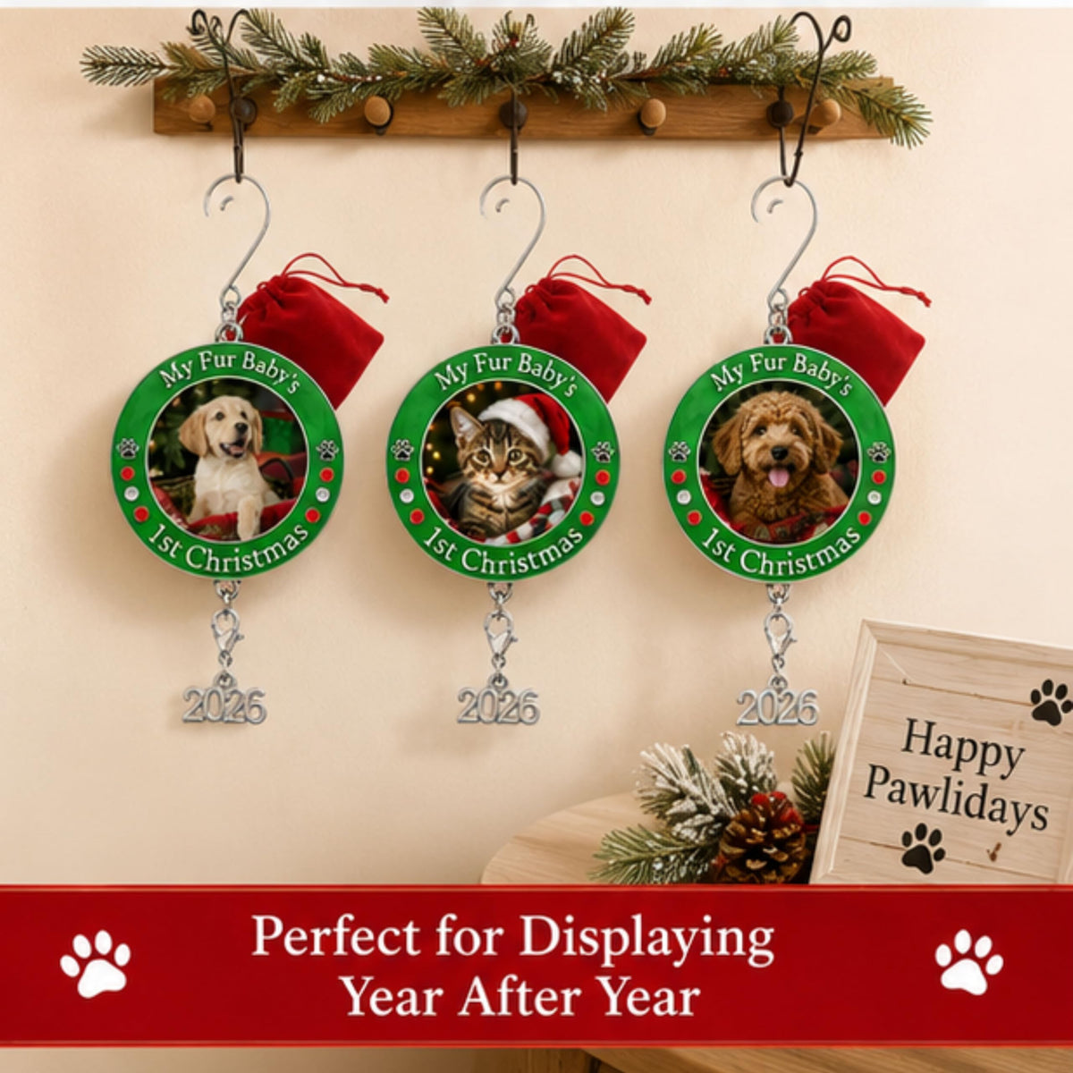 Dog Christmas Photo Ornament 3-Pack 3 Inch B9288