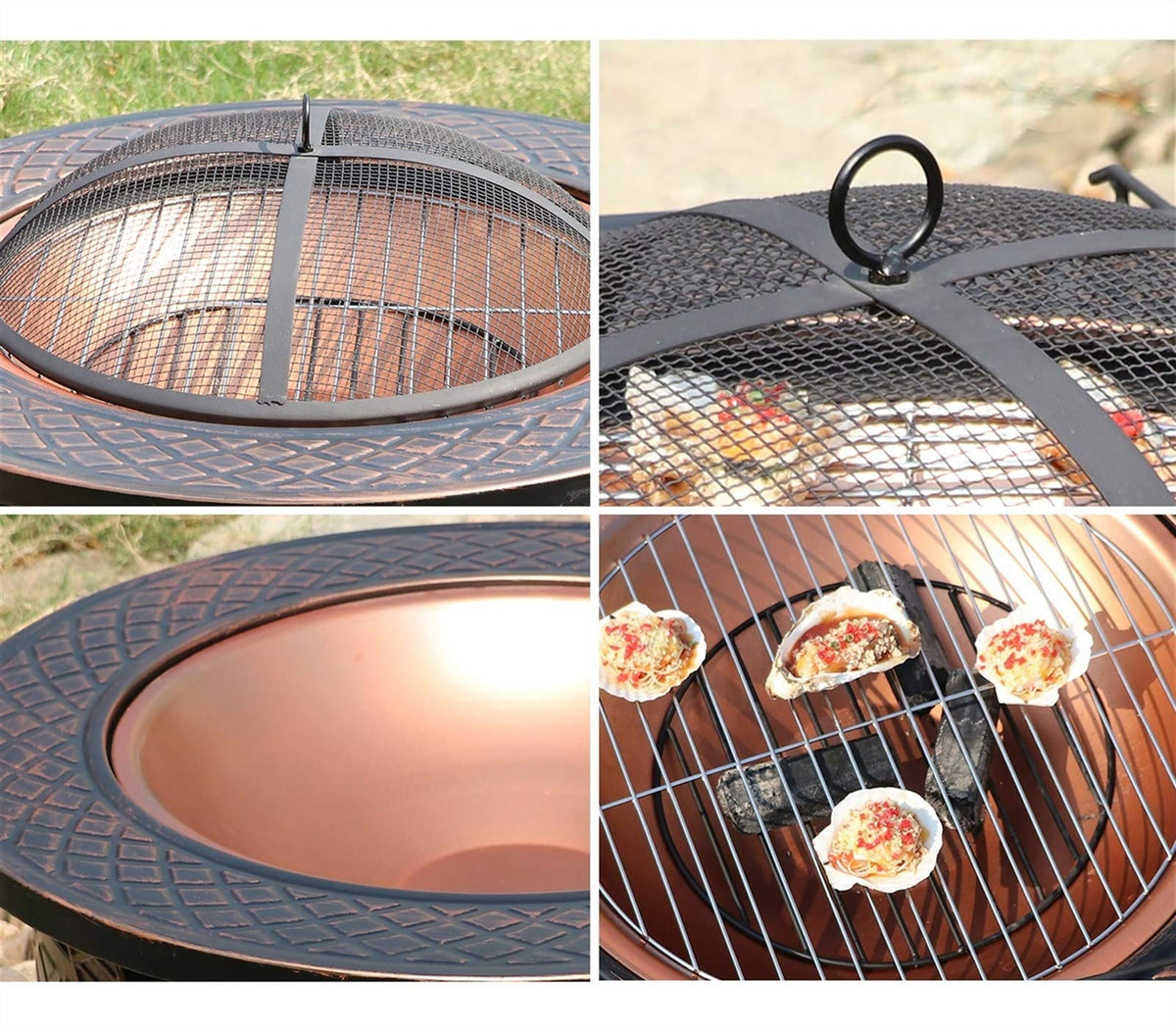 Wood-Burning Fire Pit Bowl with Spark Screen A48340