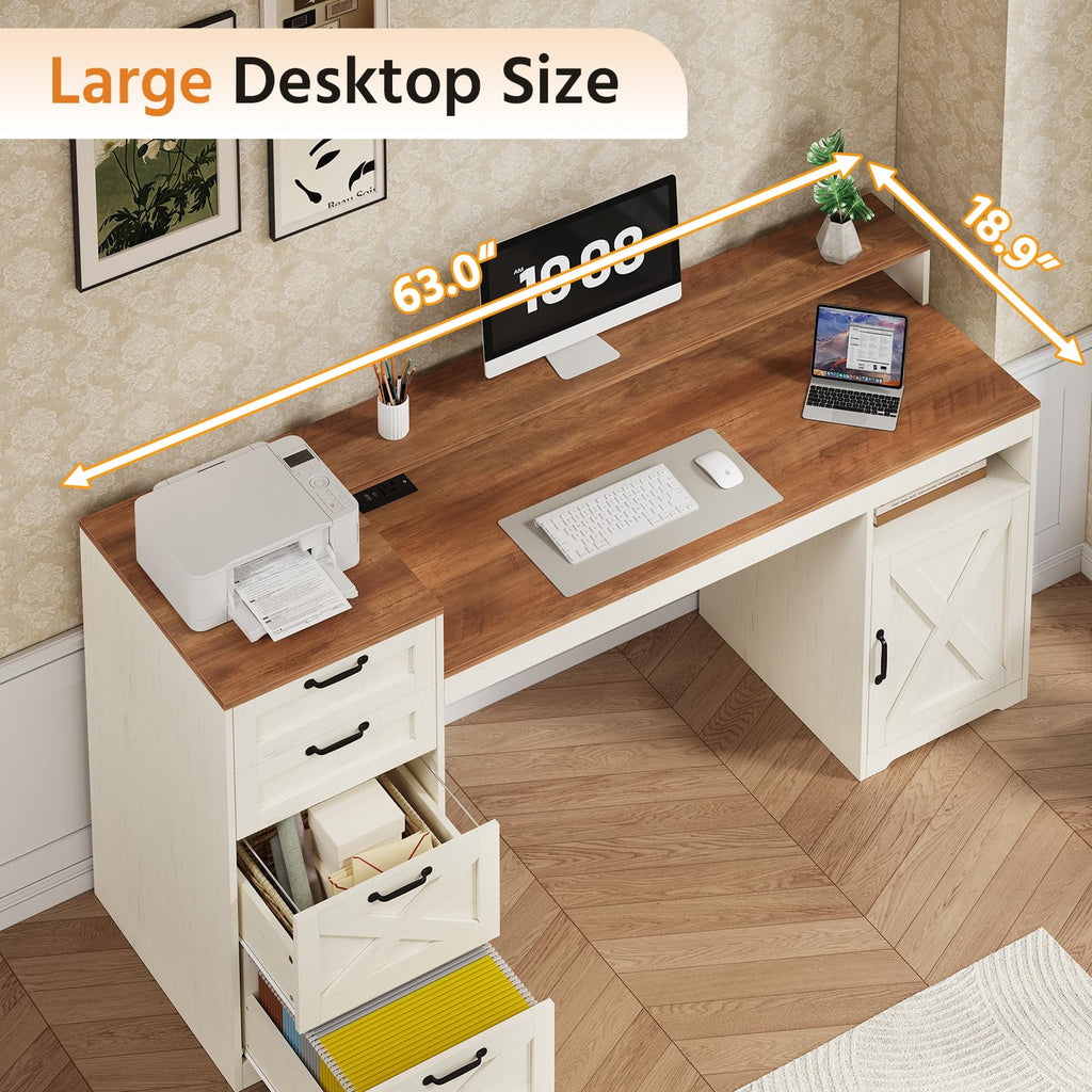 63" Computer Desk with 4 Drawers C296