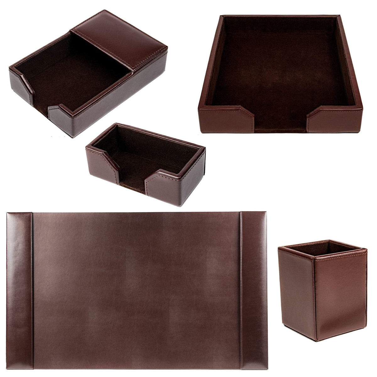 Bonded Leather Desk Set 5 Piece I22785