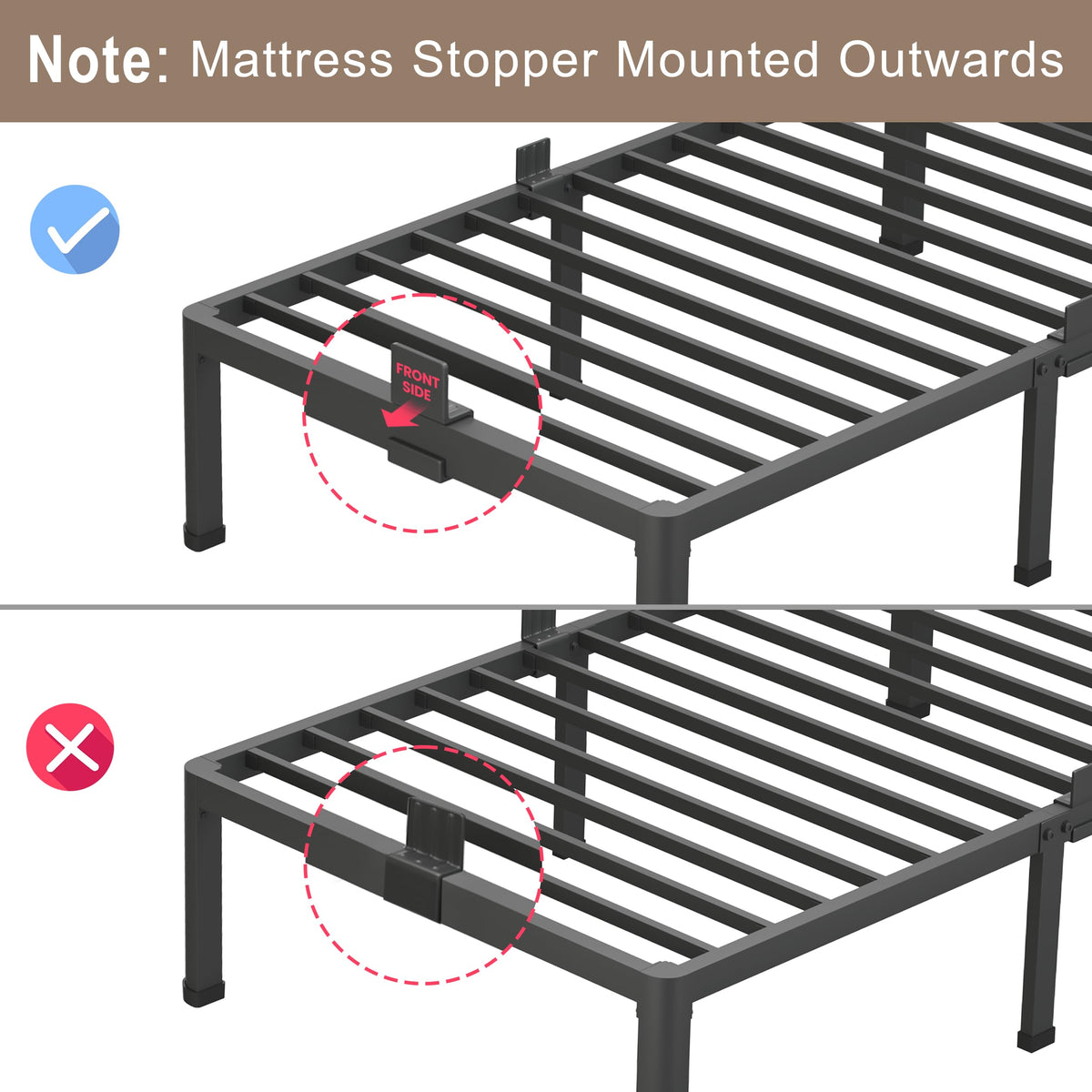 18 Inch Queen Bed Frame with Rounded Corner W53075