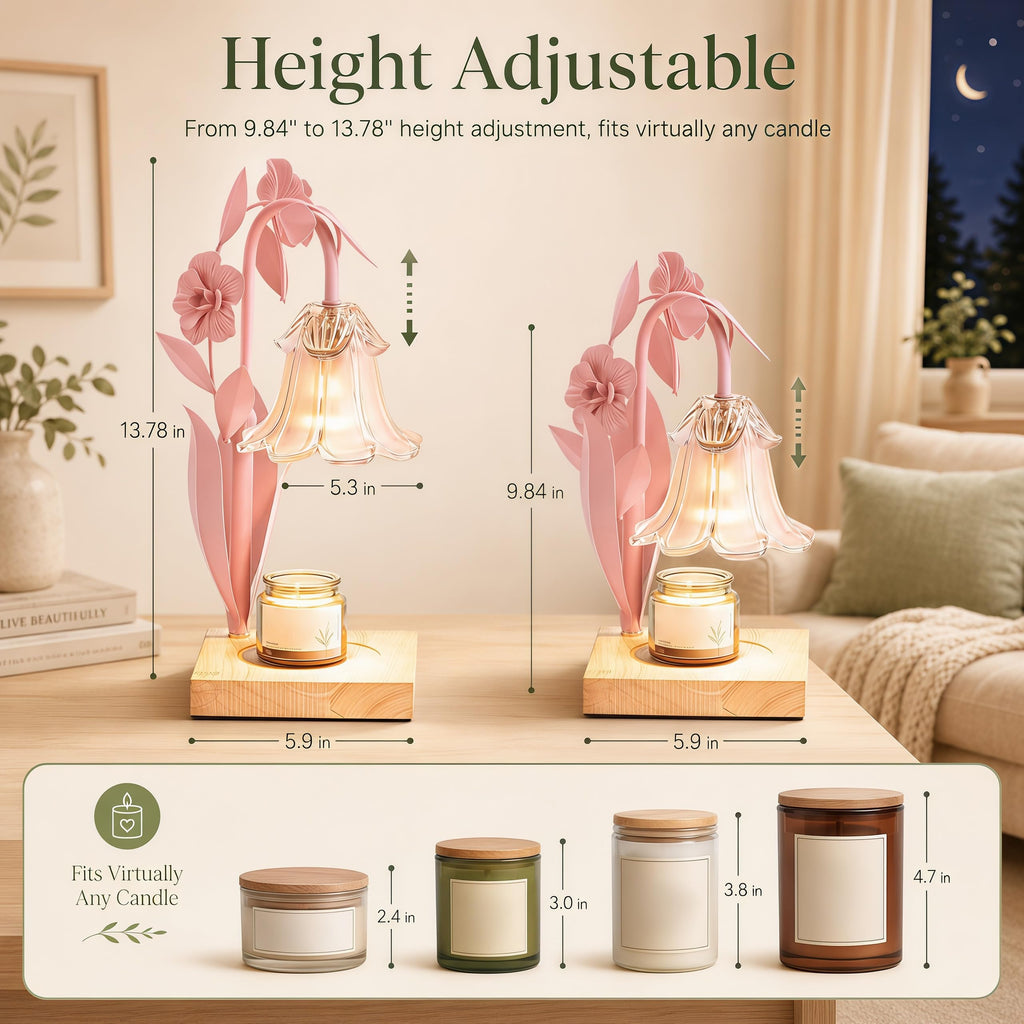Pink Dimmable Candle Warmer Lamp with Timer H230