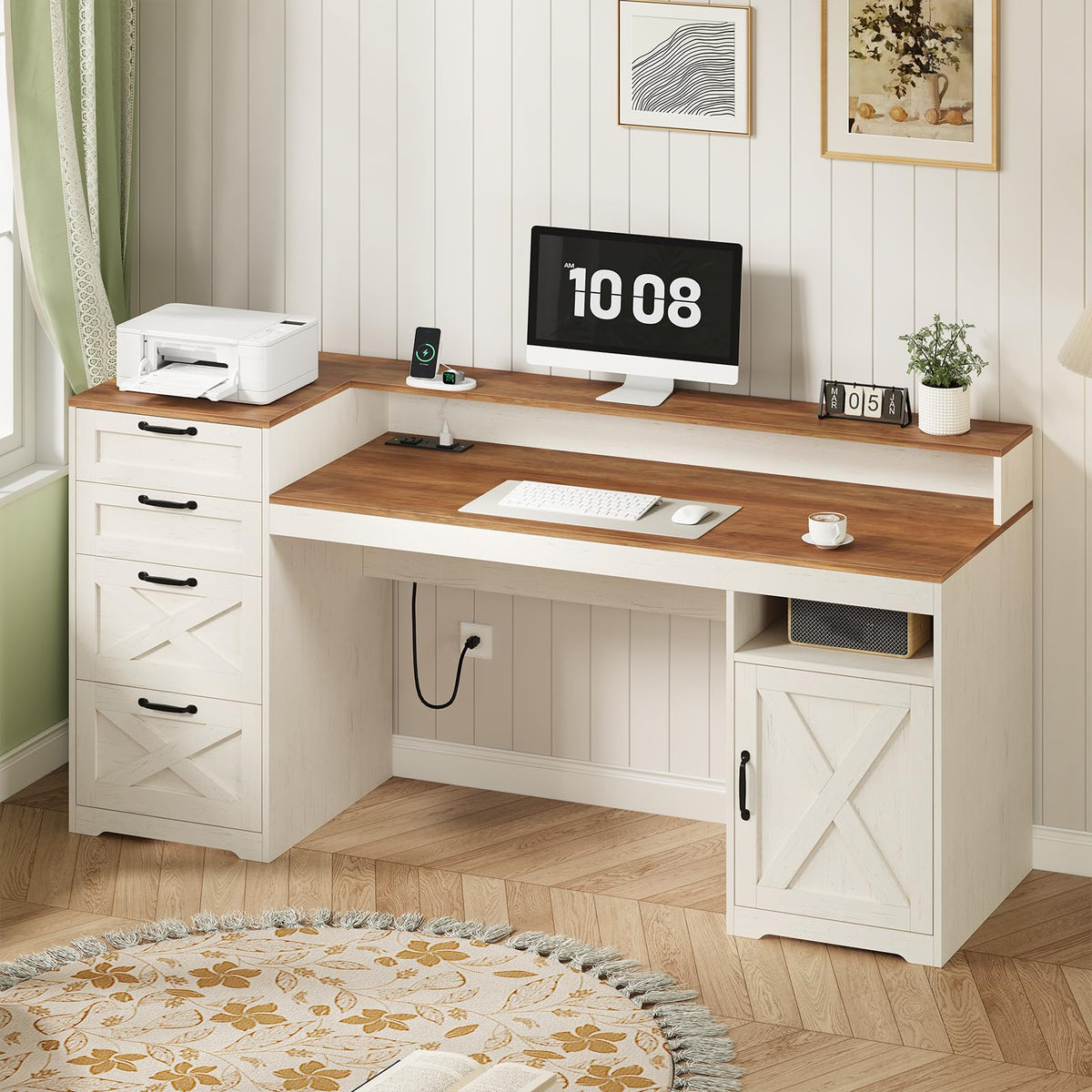 63" Computer Desk with 4 Drawers C296
