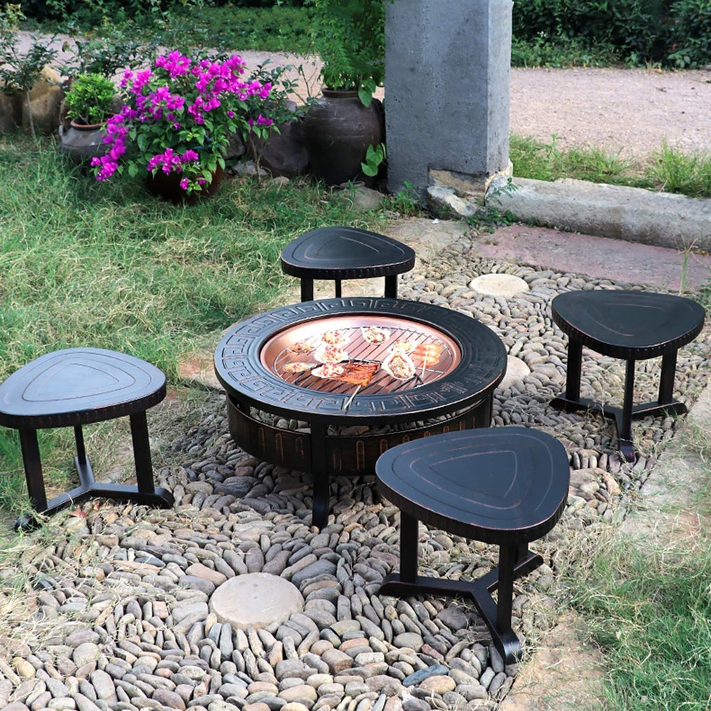 Wood-Burning Fire Pit Bowl with Spark Screen A48340