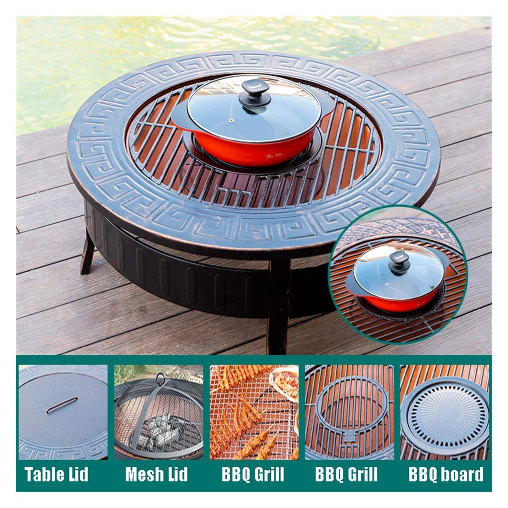 Wood-Burning Fire Pit Bowl with Spark Screen A48340